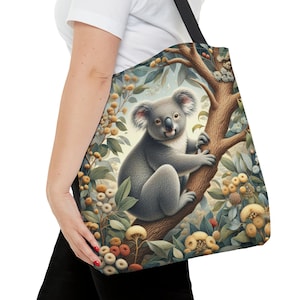 Koala Tote Bag  William Morris Inspired Cute Koala Gift Unique and Australian Animal Bag Vintage Style Gift for Her