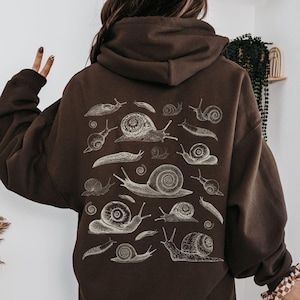 Snails and Slugs Hoodie Easily Distracted by Snails Hooded Sweatshirt Front and Back Print Sweater Cottagecore Snail Lover Unisex Hoodie