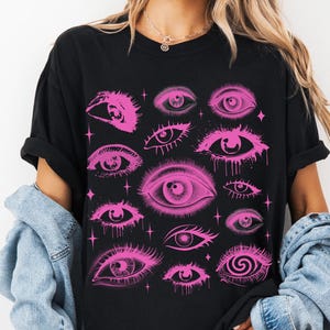 Eyes Shirt Psychedelic Eye T-Shirt Pastel Goth Top Comfort Colors Unisex Shirt Indie Tee Emo Clothing Gothic Grunge Punk Withy Shirt Gift
