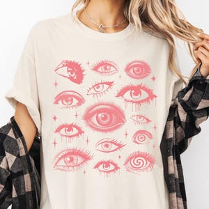 Pink Eyes Shirt Psychedelic Eye T-Shirt Pastel Goth Top Comfort Colors Shirt Indie Tee Alternative Clothing Gothic Grunge Punk Shirt Gift