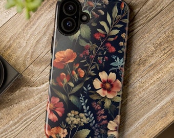 Dark Cottage Tough Case für Apple iPhone Samsung Galaxy Google Pixel Handy Wildblumen Fall dunkel Blumen schwer Stimmung botanische Fall Geschenk