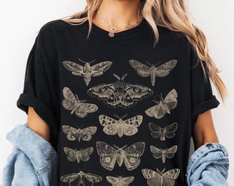 Vintage Moth Shirt Entomology T-Shirt Cottagecore Tee Comfort Colors Tattoo Style Butterfly Tee Moths Illustration Shirt Insects Lover Gift