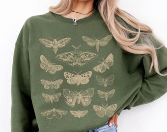 Vintage Motte Sweatshirt Entomologie Unisex Pullover Cottagecore Motten Sweatshirt Schmetterling Pullover Dark Academia Shirt Motte Insekt Liebhaber Geschenk