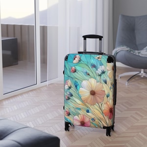 Wildflowers Stained Glass Effect Suitcase Rolling Luggage Hard Shell Suitcase With Wheels Floral Art Suitcase Carry On Luggage Gift for Her image 9
