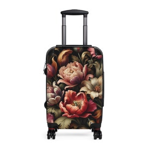 Maleta con ruedas Vintage Tulips Luggage Maleta rígida con ruedas Estampado de flores Maleta de viaje de lujo Regalo para ella Small