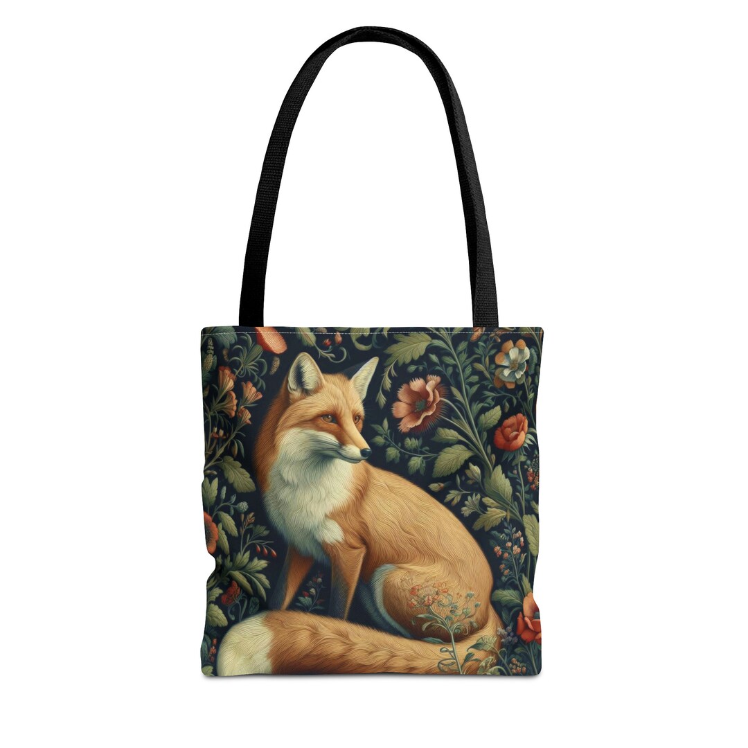 Forest Fox Tote Bag William Morris Inspired Fox In The Garden Vintage 