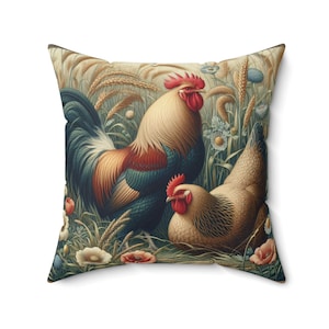 Hahn und Henne Kissen William Morris inspiriert Hühner dekorative Kissen Dekokissen rustikale Wohnkultur Geschenk INSERT INKLUSIVE