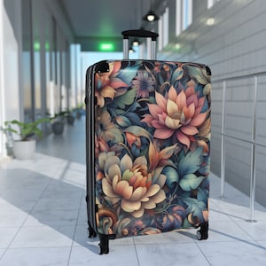 Floral Suitcase Rolling Luggage Hard Shell Suitcase With Wheels Fantasy Flowers Pattern Unique Luxury Carry On Suitcase Gift for Her