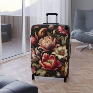Maleta con ruedas Vintage Tulips Luggage Maleta rígida con ruedas Estampado de flores Maleta de viaje de lujo Regalo para ella imagen 5