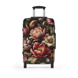 Maleta con ruedas Vintage Tulips Luggage Maleta rígida con ruedas Estampado de flores Maleta de viaje de lujo Regalo para ella Medium