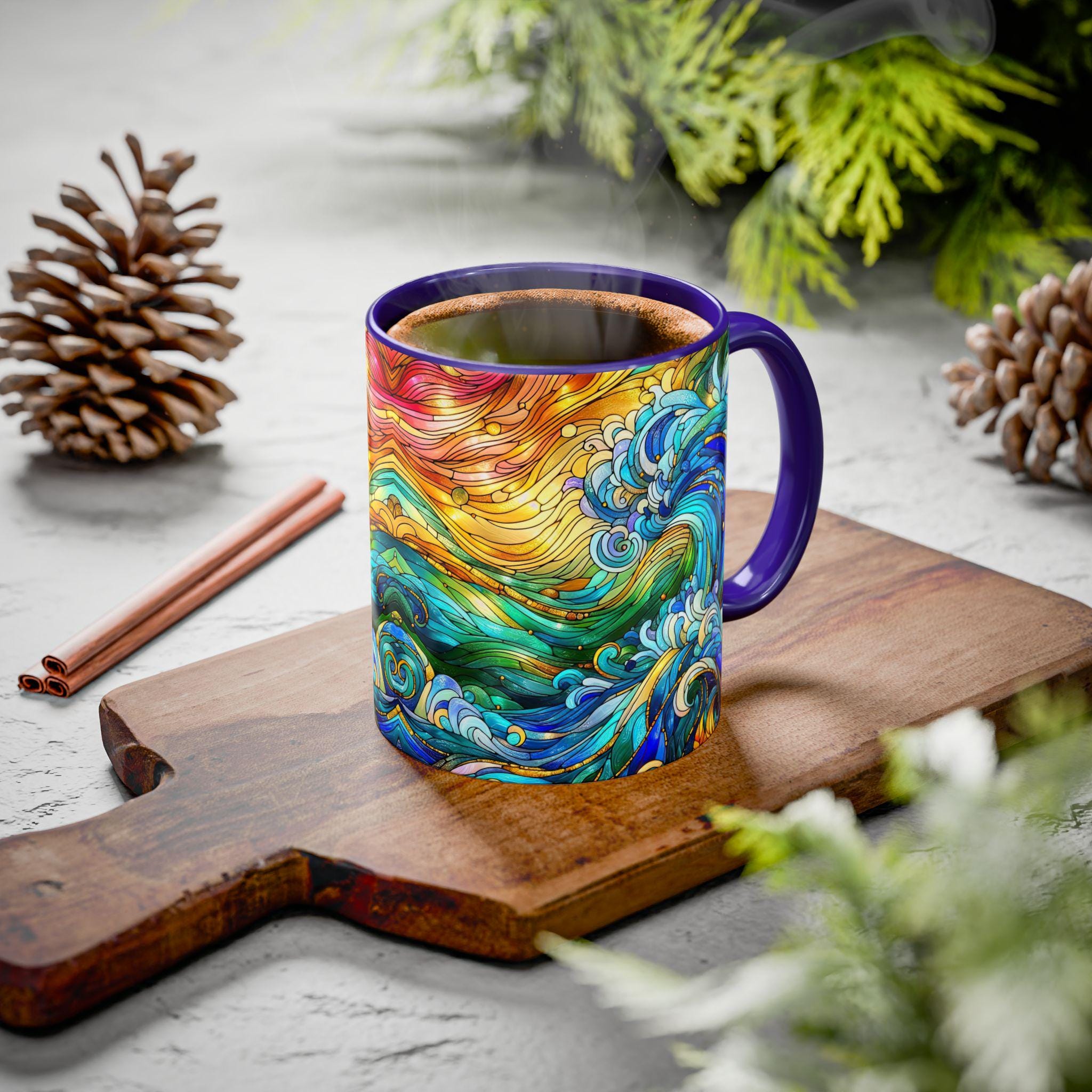 blue handle coffee mug custom design Blue Dragonfly Handmade Ceramic Mug