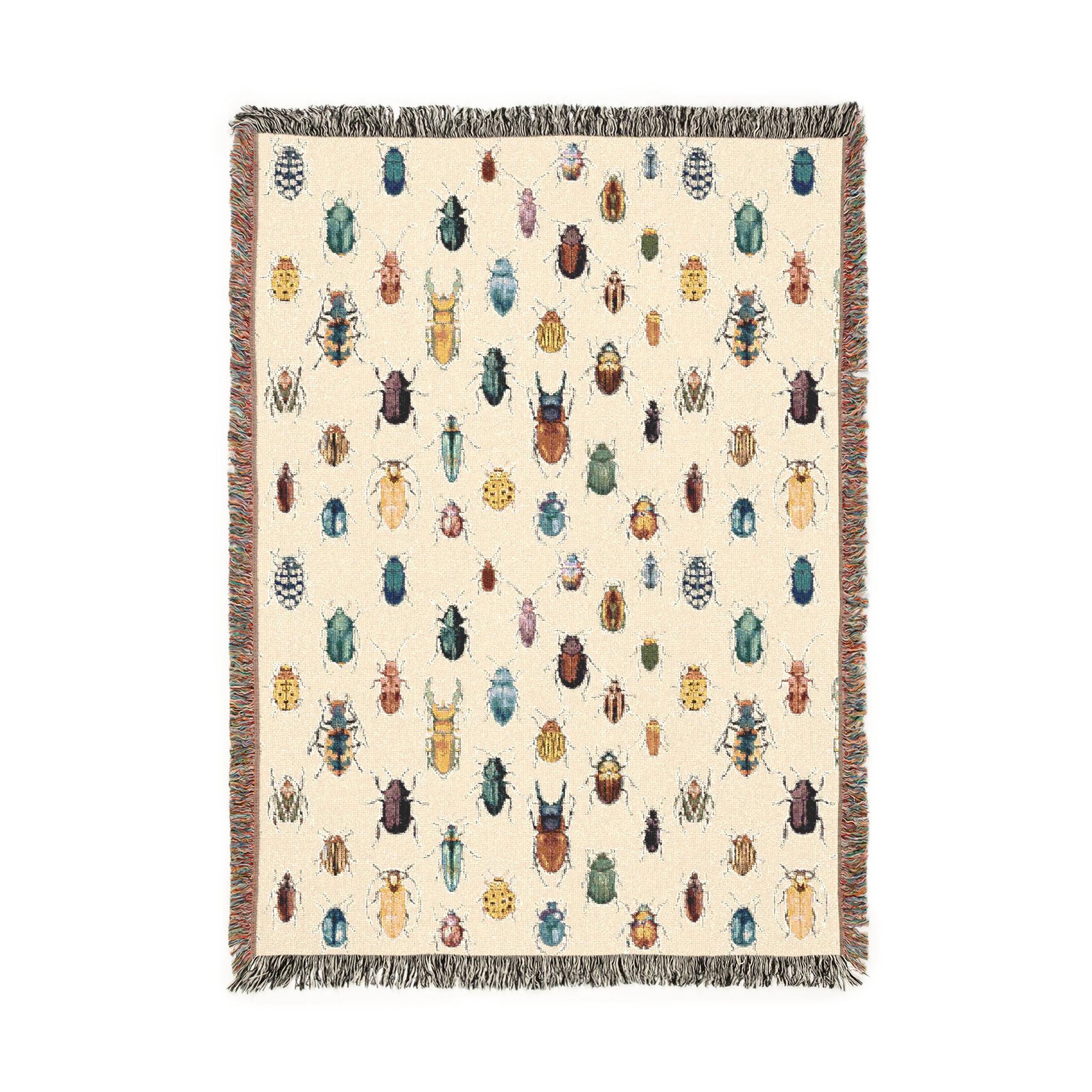 Bug Rug Small Cute Beetles Woven Blanket 100% Cotton Rug Vintage Bugs Home Decor ...