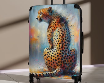Gepard Gemälde Koffer Rollgepäck Hartschalenkoffer Mit Rollen Moderne Kunst Gepard Luxus Reisetasche Bunt Wildkatze Geschenk