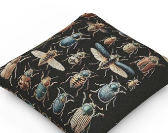 Almohada tejida con insectos y escarabajos, decoración del hogar, cojín de mezcla de algodón, insectos coloridos, almohada decorativa, regalo para amantes de los insectos, entomología, regalo de inauguración de la casa