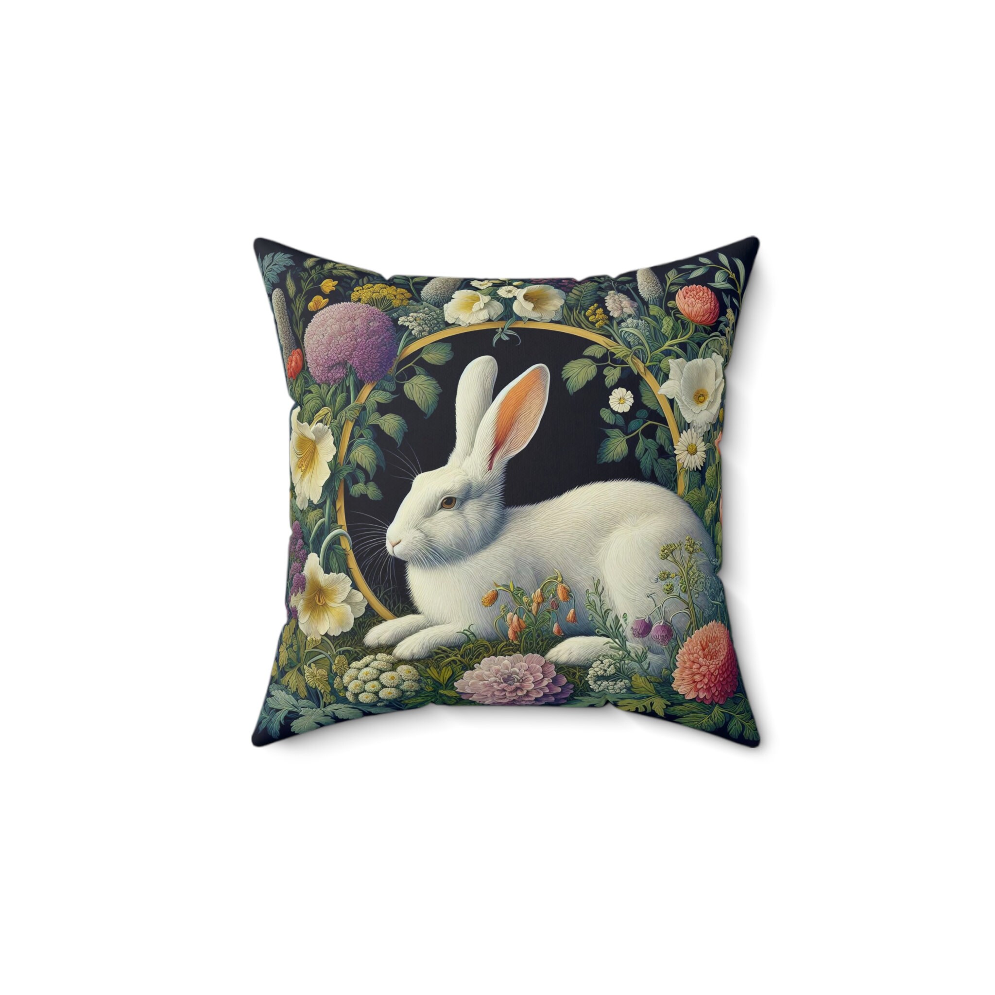 White Rabbit Pillow William Morris Inspired Animal Cushion White Bunny ...