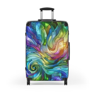 Rainbow Stained Glass Suitcase Rolling Luggage Hard Shell Suitcase With Wheels Colorful Abstract Art Suitcase Carry On Luggage Gift for Her Large