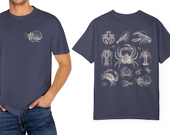 Crabs and Lobsters T-Shirt Crustaceancore Shirt Comfort Colors Front & Back Print Fisherman Aesthetic Top Marine Life Tee Ocean Lover Gift