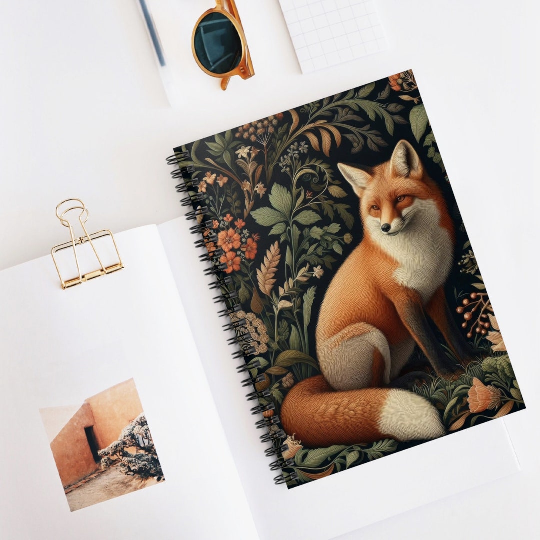 Forest Fox Spiral Notebook William Morris Inspired Red Fox Notebook ...