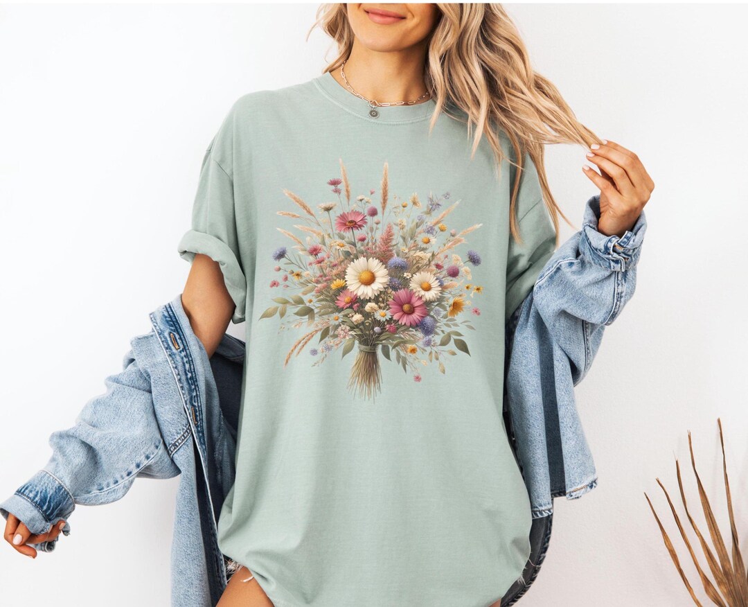 Wildflowers Bouquet T-shirt Cottagecore Shirt Comfort Colors Retro ...