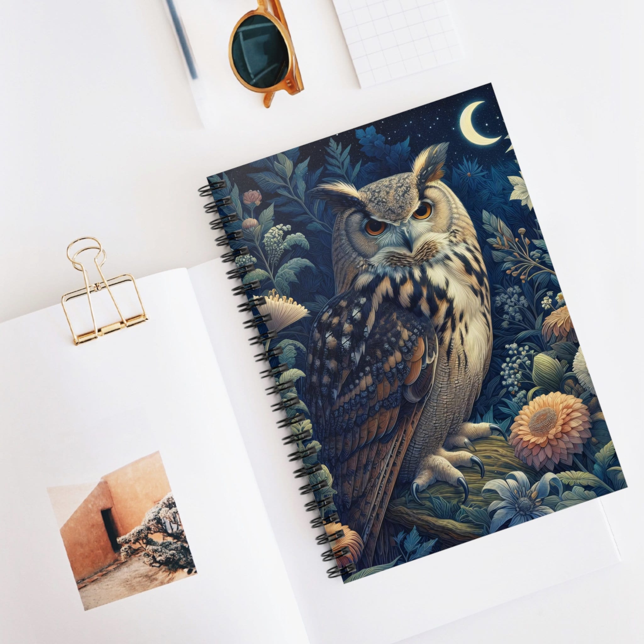 Night Forest Owl Spiral Notebook William Morris Inspired Owl Notebook Cottagecore Notebook Ruled Lin