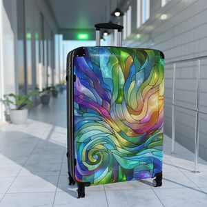 Rainbow Stained Glass Suitcase Rolling Luggage Hard Shell Suitcase With Wheels Colorful Abstract Art Suitcase Carry On Luggage Gift for Her image 10