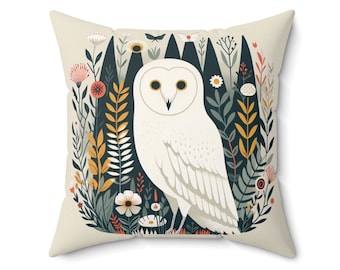 Cuscino gufo bianco in stile scandinavo, cuscino gufo minimalista, cuscino moderno per la casa, regalo INSERTO INCLUSO