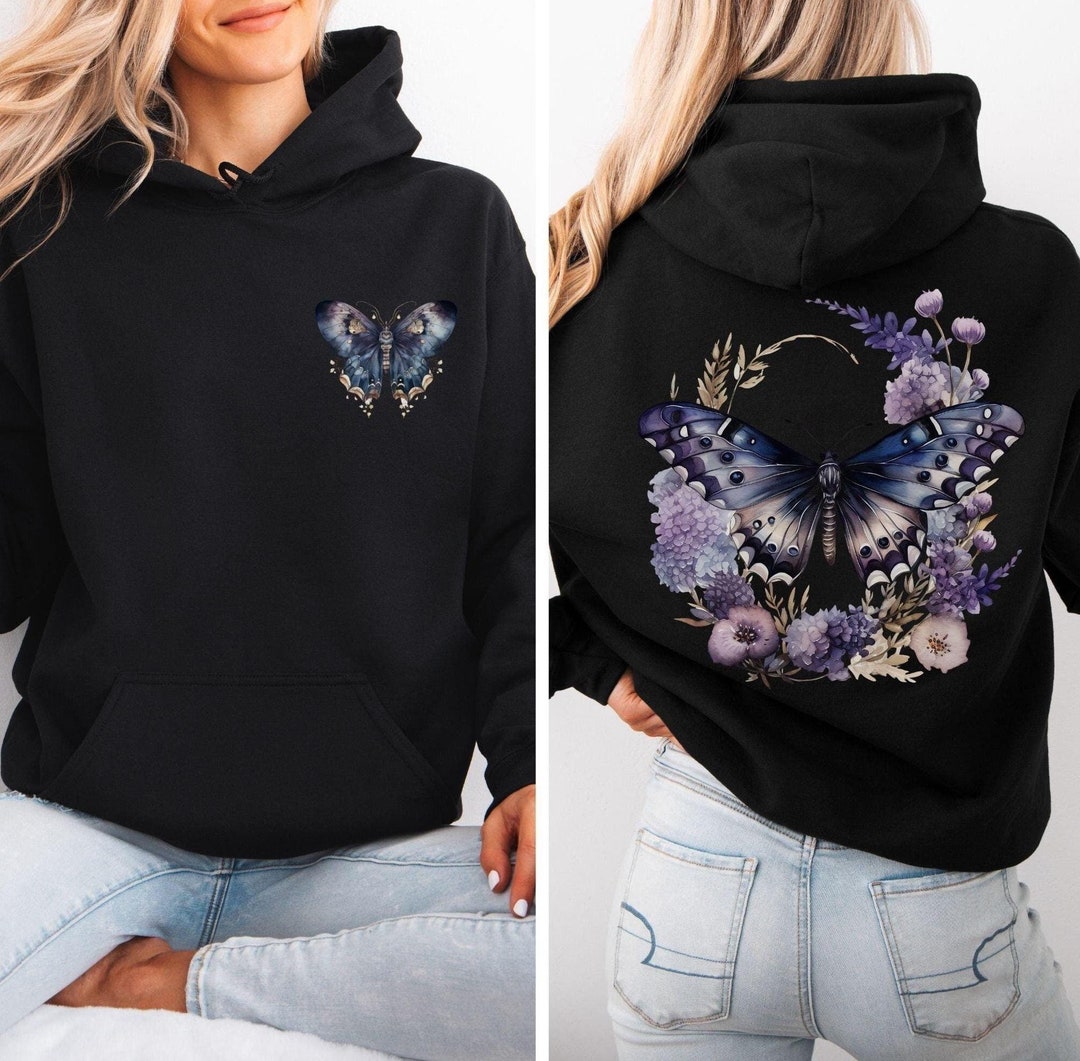Floral Butterfly Hoodie Boho Butterflies Hooded Sweatshirt