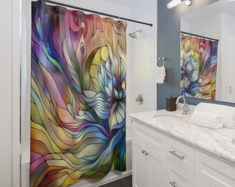 Tenda Da Doccia Sfondo Artistico Con Foglie Tropicali Rosa E Blu Con Elementi Di Linea Dorati Carta Da Parati In Stile Acquerello Botanico Per Banner Decorazioni Stampe Interior Design.jpg