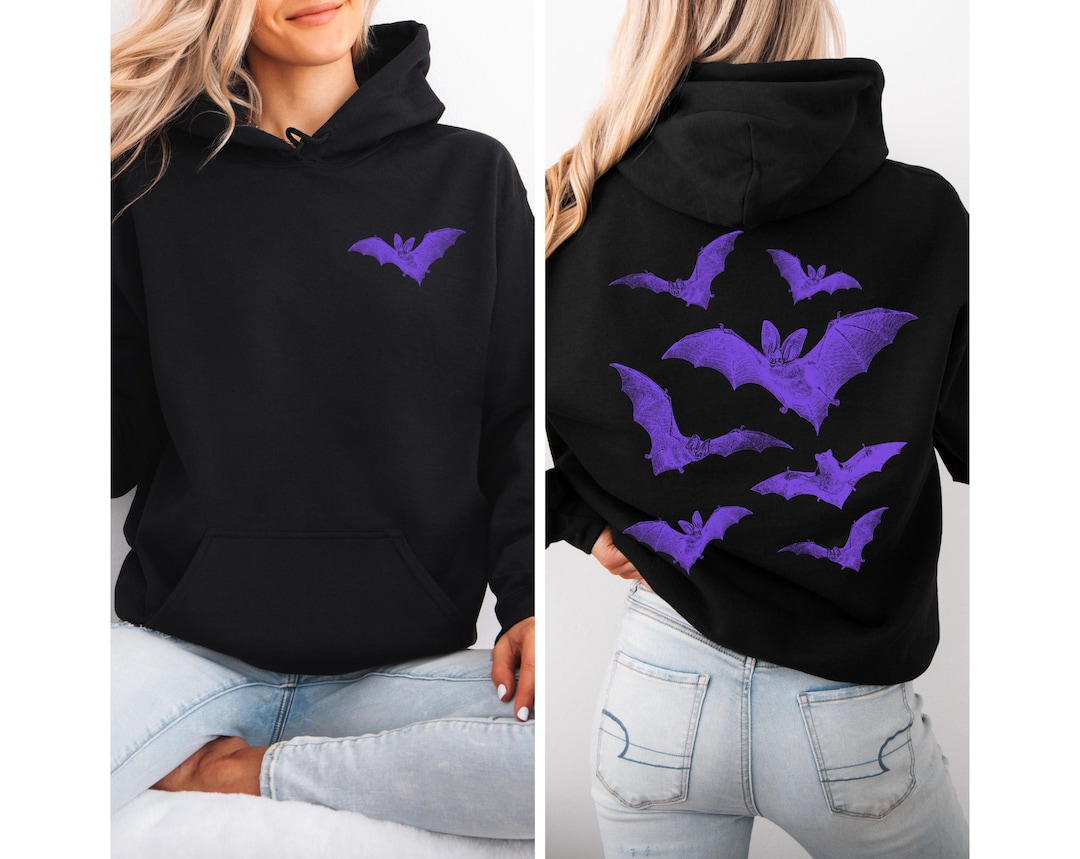 Vintage Bats Hoodie Halloween Bat Hooded Sweatshirt Retro 90s Style ...