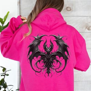 Witchy Bat Hoodie Black Bat Wings Graphic Hooded Sweatshirt Dark Academia Art Back Print Sweater Hoodie Goth Witch Pullover Gift