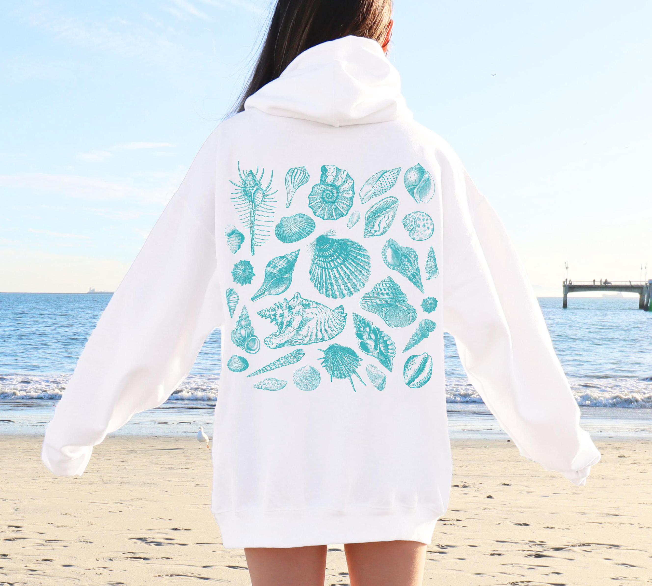 Vintage Seashells Hoodie Sea Shells Hooded Sweatshirt Front