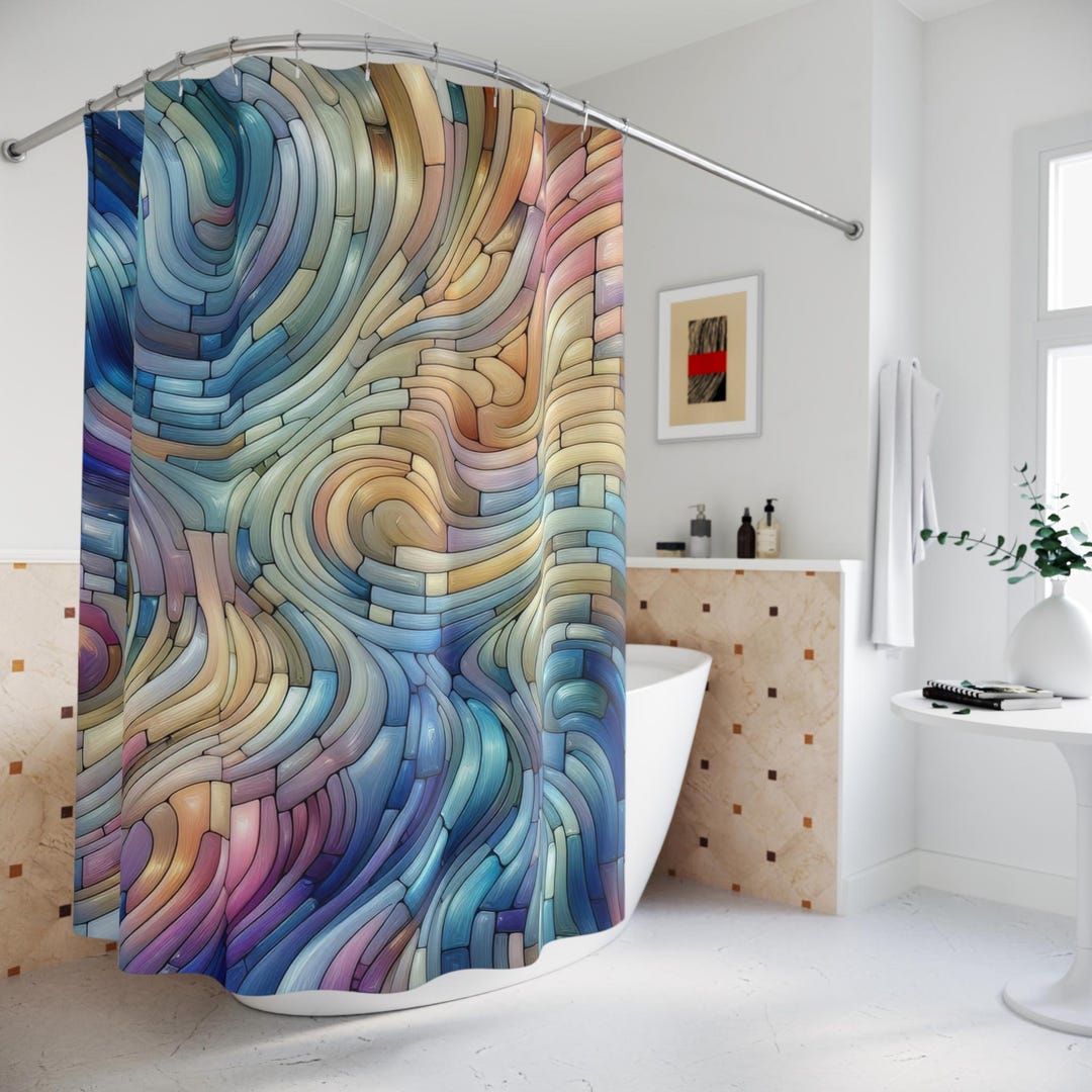 Pharmacy Pastel Pattern Print Bathroom Shower Curtain