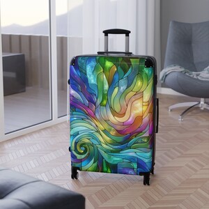 Rainbow Stained Glass Suitcase Rolling Luggage Hard Shell Suitcase With Wheels Colorful Abstract Art Suitcase Carry On Luggage Gift for Her image 6