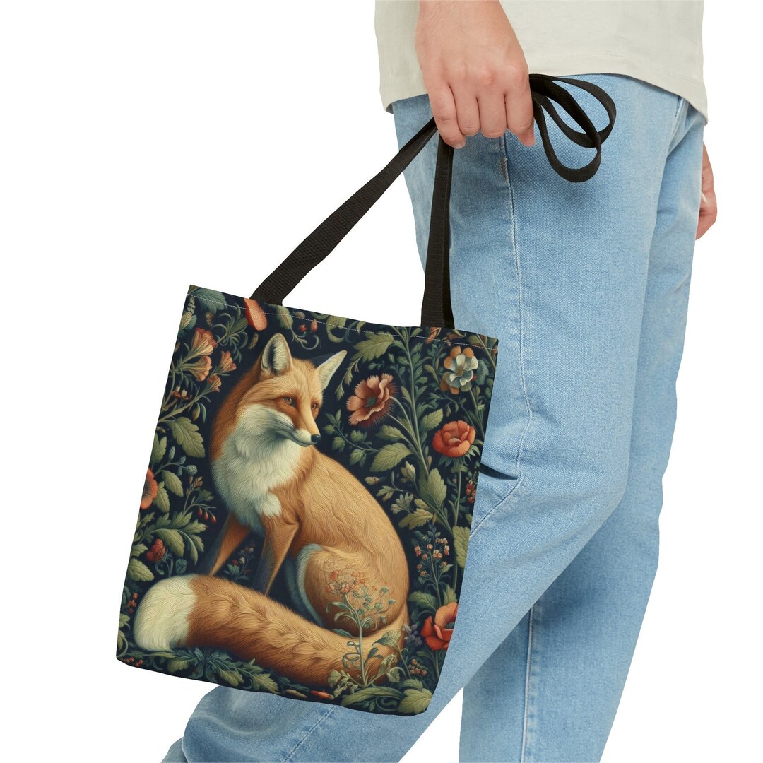 Forest Fox Tote Bag William Morris Inspired Fox in the Garden Vintage ...