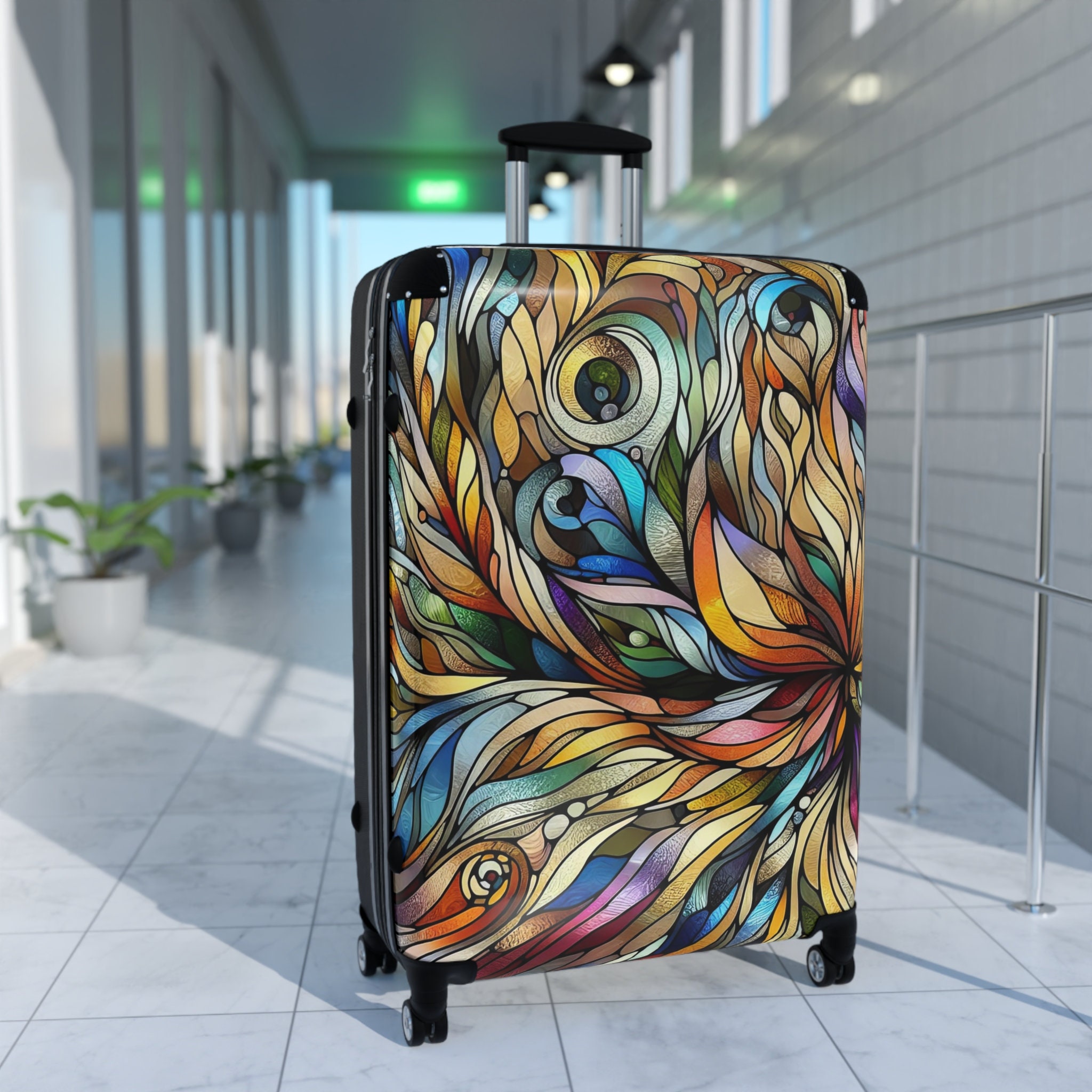 Stained Glass Effect Suitcase Rolling Luggage Hard Shell Suitcase