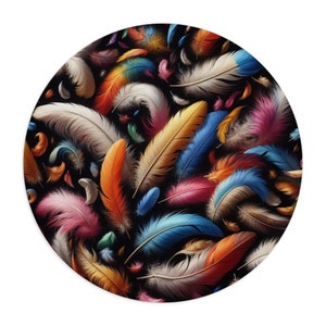 Federn Mauspad Siamese Bunte Federn Mousepad Runde oder Rechteckige Fantasie Vogel Federn Mousepad Natur Kunst Büro Accessoire Geschenk