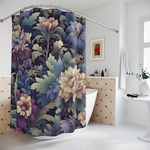 Floral Shower Curtain William Morris Inspired Home Decor Botanical Bathroom Decor Nature Pattern Decorative Shower Curtain Housewarming Gift