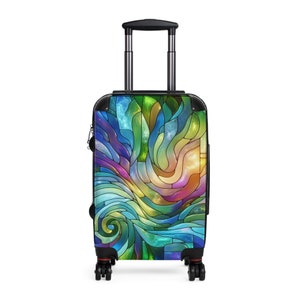 Rainbow Stained Glass Suitcase Rolling Luggage Hard Shell Suitcase With Wheels Colorful Abstract Art Suitcase Carry On Luggage Gift for Her Small
