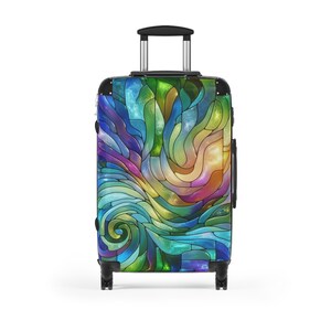 Rainbow Stained Glass Suitcase Rolling Luggage Hard Shell Suitcase With Wheels Colorful Abstract Art Suitcase Carry On Luggage Gift for Her Medium