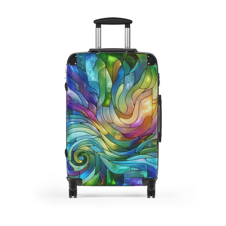 Rainbow Stained Glass Suitcase Rolling Luggage Hard Shell Suitcase With Wheels Colorful Abstract Art Suitcase Carry On Luggage Gift for Her Medium