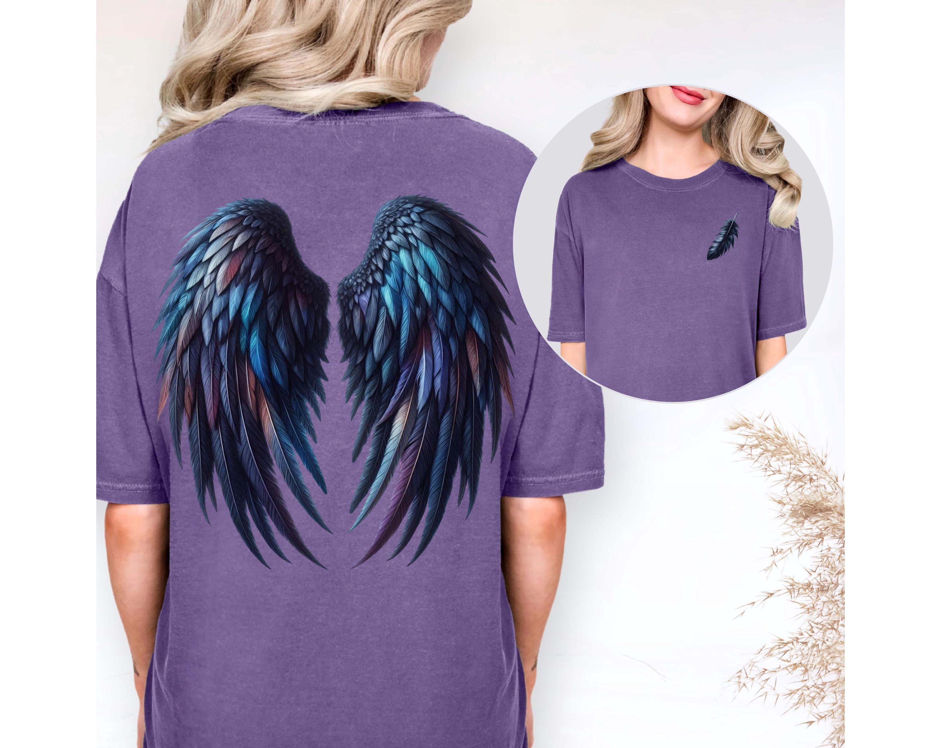 Black Angel Wings Shirt Comfort Colors Front & Back Print