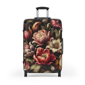 Maleta con ruedas Vintage Tulips Luggage Maleta rígida con ruedas Estampado de flores Maleta de viaje de lujo Regalo para ella Large