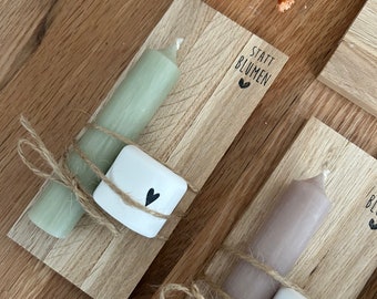 gift set | Souvenirs | Mini candlestick with heart and candle | white | instead of flowers | birthday gift | Scandi | Hygge | stick candle
