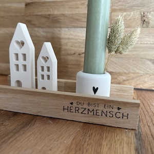 Geschenkset Häuser Kerzenhalter Kerzenständer Herzmensch Kerze Haus mit Herz Klötzchen Mitbringsel Geburtstag Kleinigkeit Bild 1