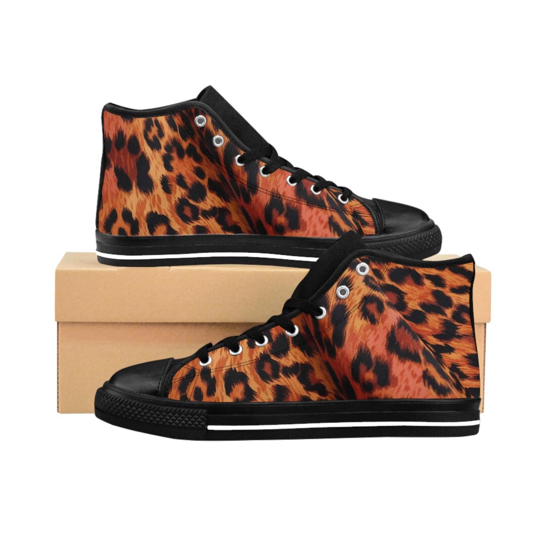 Colorful Neon Leopard Men's High Top Shoes