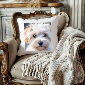 Maltese Terrier Square Pillowcase, Dog Lover Home Decor, Pet Owner Gift, Cute Puppy Cushion Cover, Animal Theme Bedroom Accessory