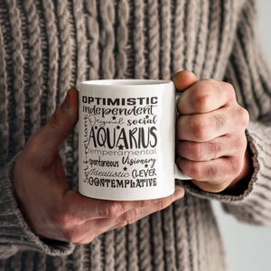 Wassermann Sternzeichen Sternzeichen Tasse - 11 Unzen, Astrologie Kaffeetasse Horoskop-Teetasse, Konstellations Geburtstagsgeschenk, himmlisches Trinkgefäß