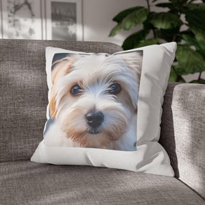 Maltese Terrier Square Pillowcase, Dog Lover Home Decor, Pet Owner Gift, Cute Puppy Cushion Cover, Animal Theme Bedroom Accessory