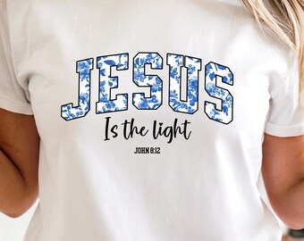 Jesús es la luz (Png), tela cristiana (Png), descarga cristiana de chinoiserie, diseño floral de camiseta cristiana, Juan 8:12, versículo bíblico