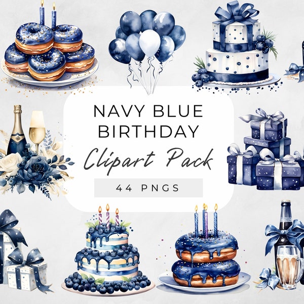 Aquarelle bleu anniversaire clipart, clipart homme anniversaire, clipart joyeux anniversaire, bougie cupcake d'anniversaire png, gâteau d'anniversaire cadeau Champagne